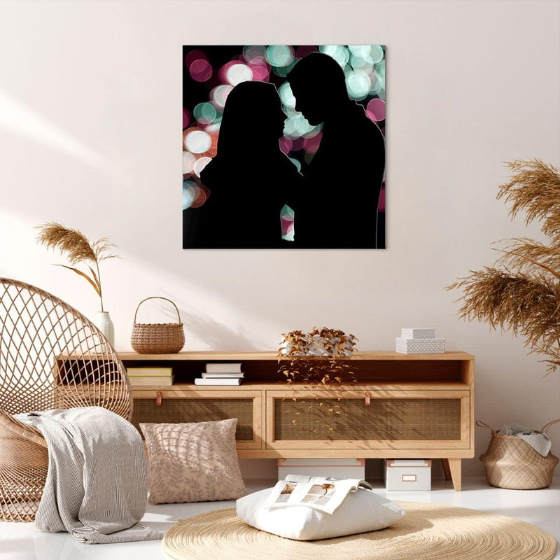 Bilder auf Leinwand 70x70cm Leinwandbild mit Rahmen Paar Liebe Beziehung Gross Wanddeko Bild Schlafz