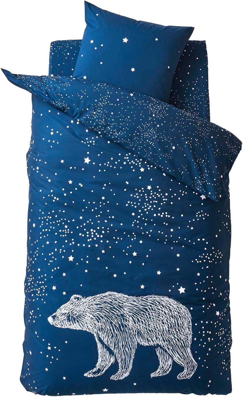Vertbaudet Bettwäsche-Set für Kinder,Eisbär dunkelblau 140X150 - Kissen 63X63 140X150 - KISSEN 63X63