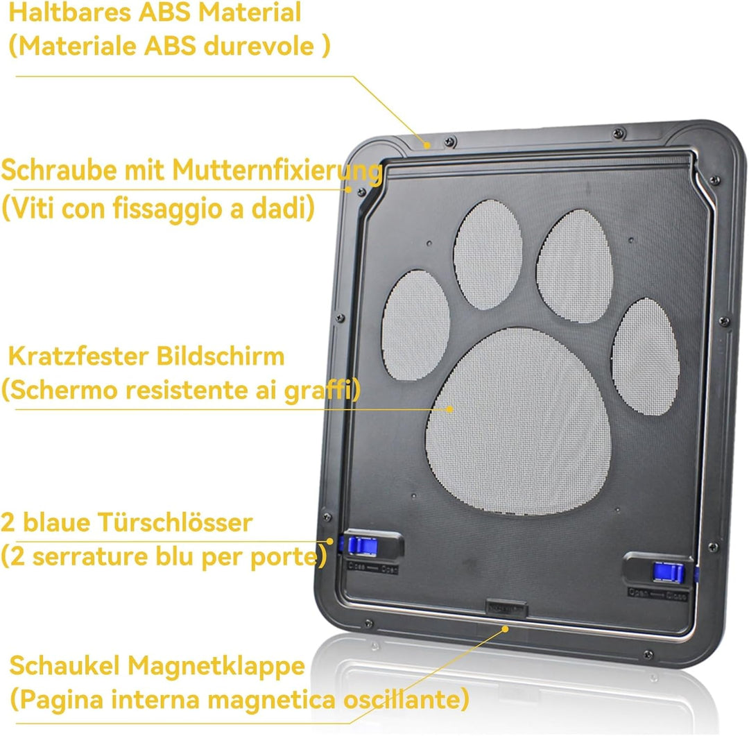 Enjoying Haustier Fliegengitter Tür Hundeklappe für kleine Hunde Katzen Klappe Bildschirmtür mit Ver