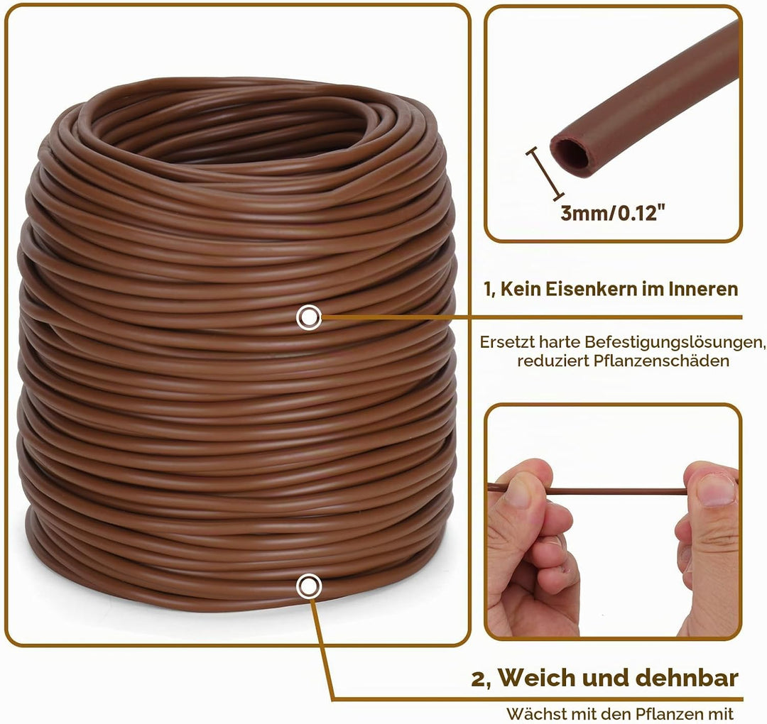 KINGLAKE Hohlschnur, Bindeschlauch 3mm x 100m, Pflanzenschnur Gartenschnur Wetterfest Reissfest, Pfl
