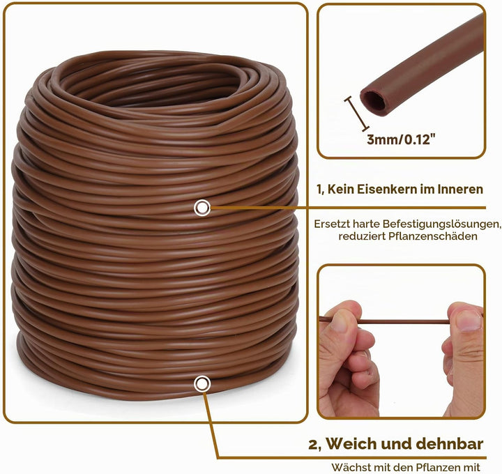 KINGLAKE Hohlschnur, Bindeschlauch 3mm x 100m, Pflanzenschnur Gartenschnur Wetterfest Reissfest, Pfl