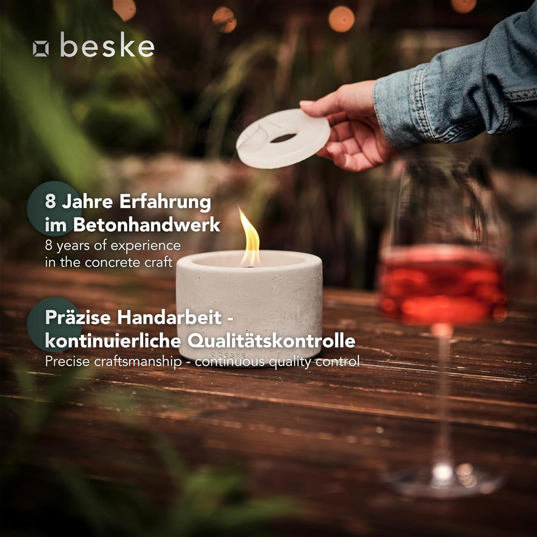 Betonfeuer® - DAS ORIGINAL | Modell 'Solo' | ⌀14 cm mit Dauerdocht | Premium Kerzenfresser Made in G