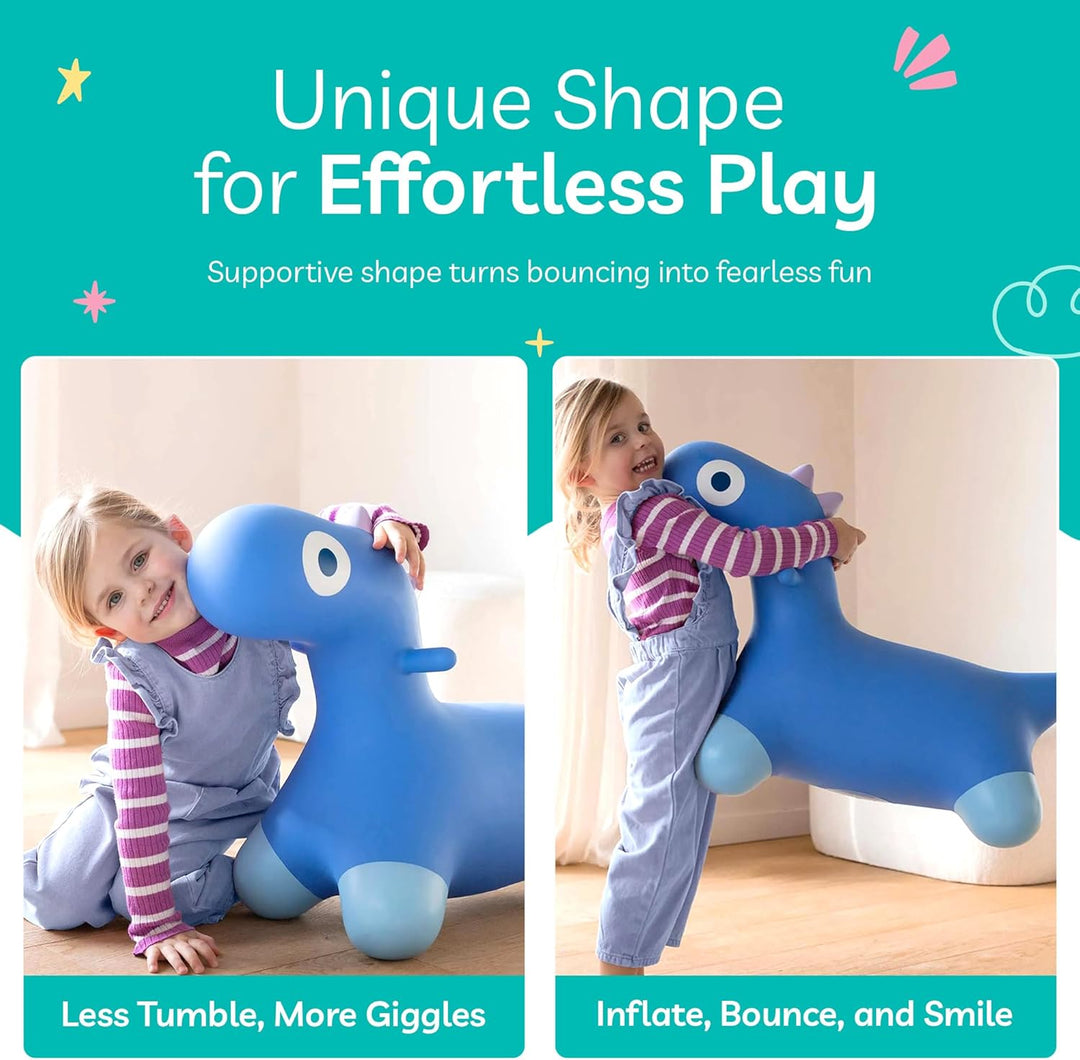 Quut - Hoppi Dino Springen – aufblasbares Springspielzeug – Aussen und Innen – Design – inklusive Pu