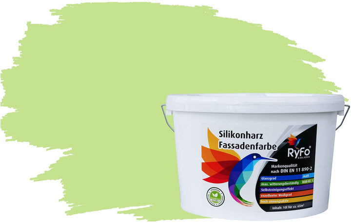 RyFo Colors Silikonharz Fassadenfarbe Lotuseffekt Trend Wasabigrün 10l - bunte Fassadenfarbe, weiter