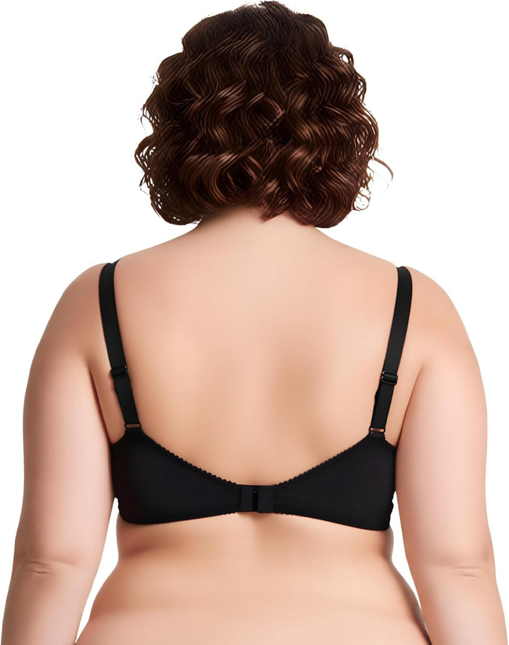 Curve Muse Damen Übergrösse Minimizer Bügel-BH mit Stickspitze - 2er Pack 75D Nackt, Schwarz(2er Pac