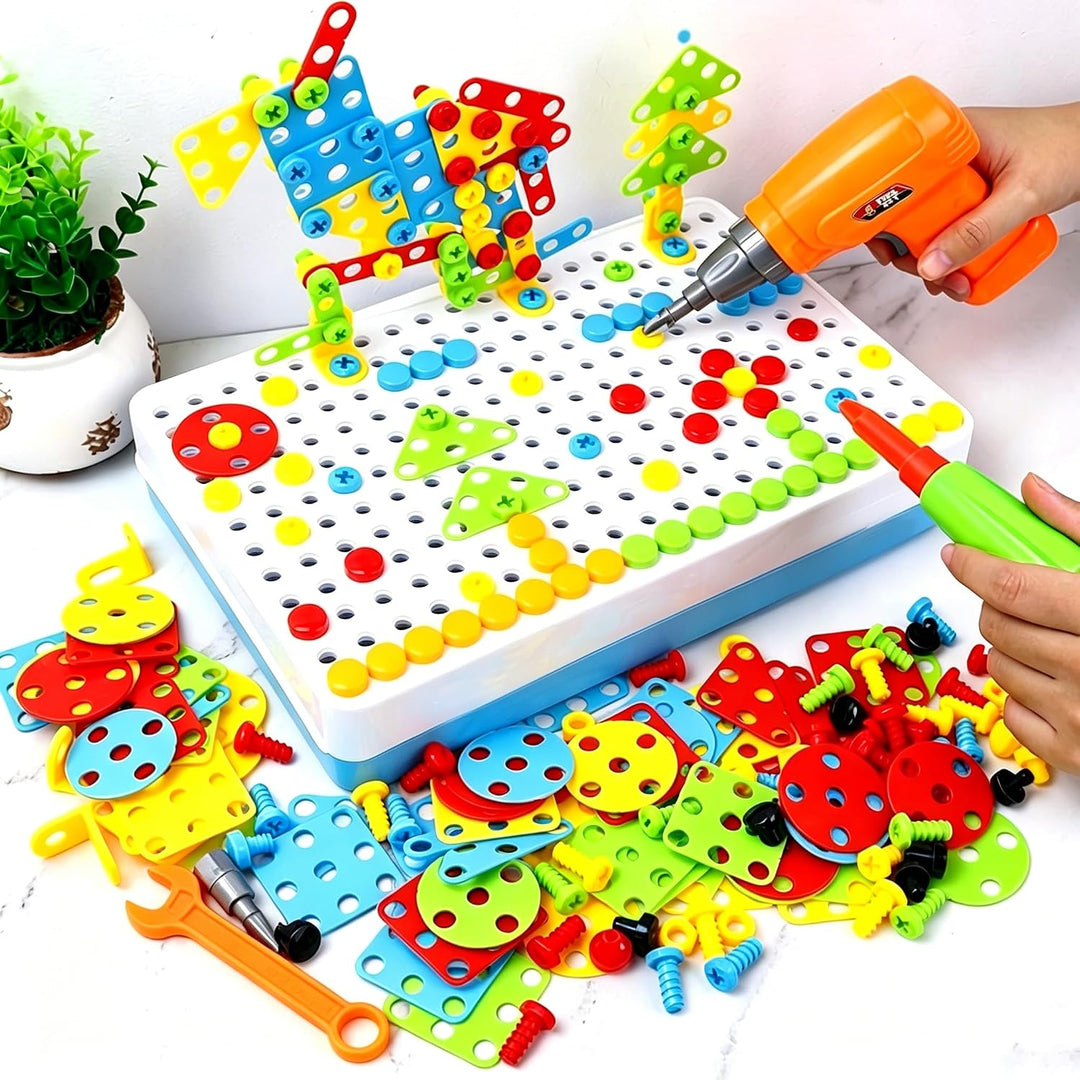 Werkzeugkoffer Schrauben Steckspiel Kinder Montessori Spielzeug mit Akkuschrauber Werkzeugkasten Boh