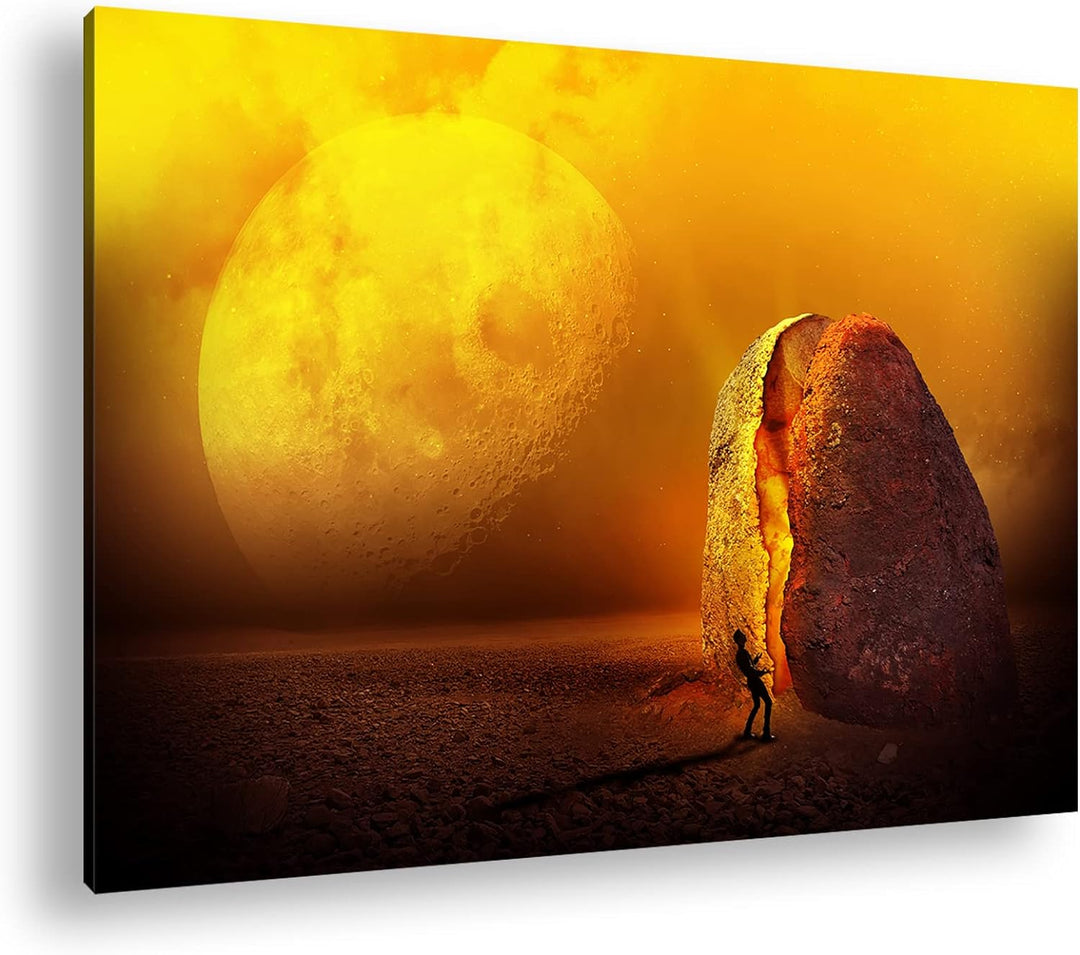 unbekannte Planeten Oberfläche Format: 100x70 als Leinwandbild, Motiv fertig gerahmt auf Echtholzrah