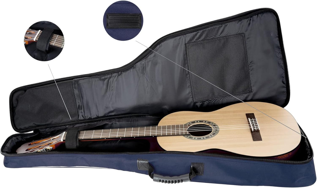 ROCKTILE Klassik-Gitarrentasche 4/4-Grösse - Wasserabweisender Gigbag mit weicher Polsterung und Fix