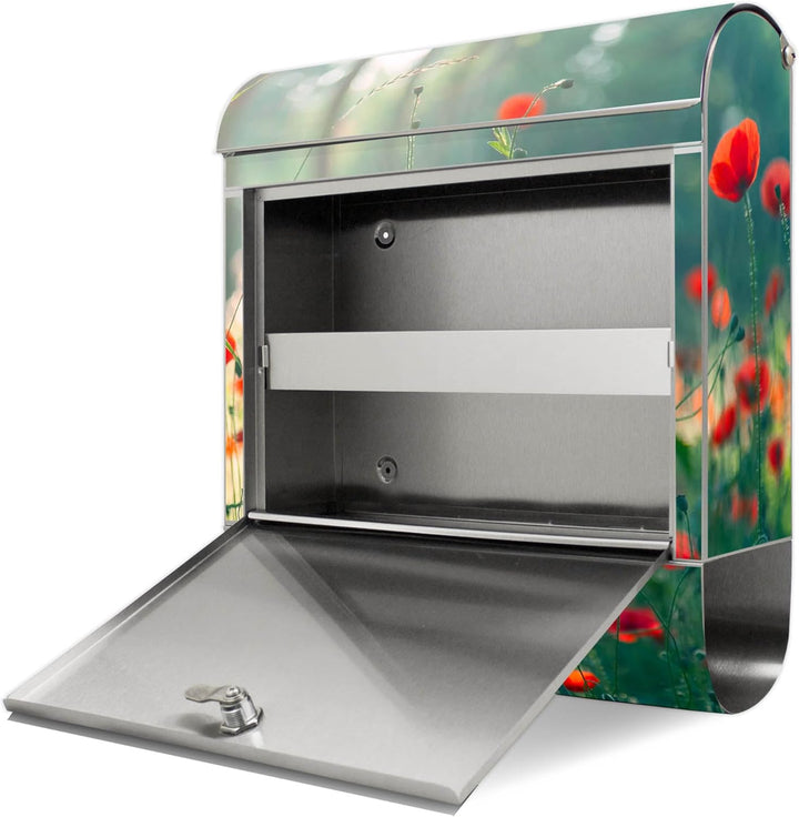 banjado Briefkasten Edelstahl 38x43x12cm & 2 Schlüssel - rostfreier Edelstahl Briefkasten mit Zeitun