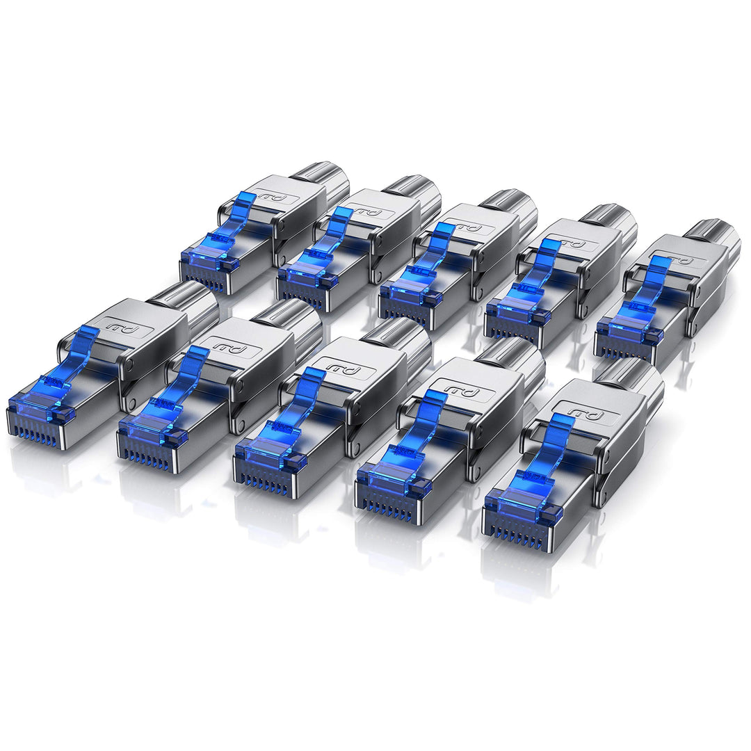 CSL - 10x Netzwerkstecker feldkonfektionierbar RJ45 CAT 6 CAT 7 CAT 8 - geschirmt 40 GBit/s 2000 MHz