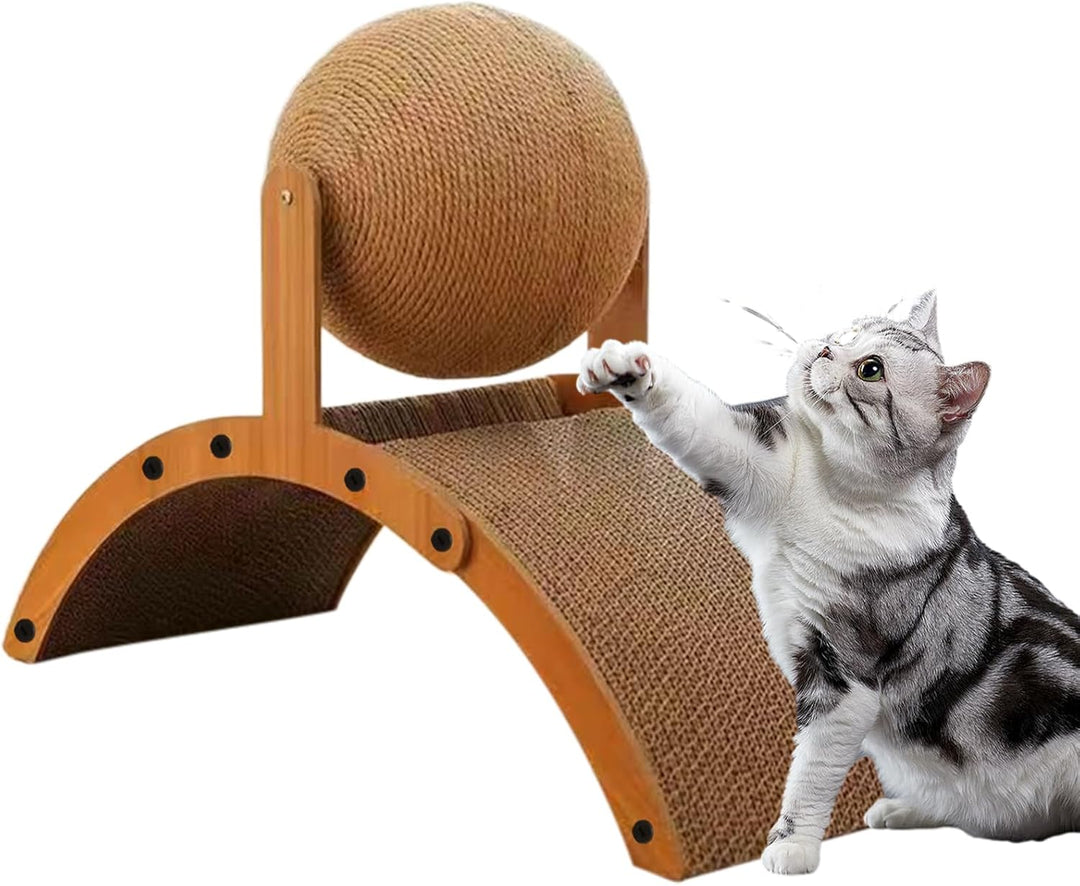 Kratzball Für Katzen | Für Wohnungskatzen Mit Wellpappe Basis - Interaktives Katzenpielzeug Mit Vert