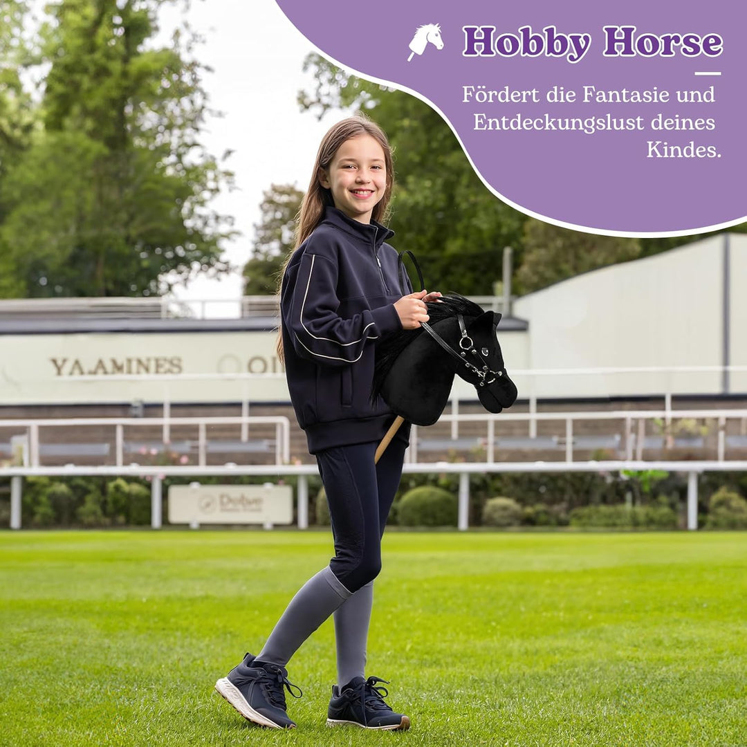 Bludrfnly Hobby Horse - Steckenpferd für Kinder mit Zaumzeug, Abnehmbarer Stab, Stockpferd für Hobby