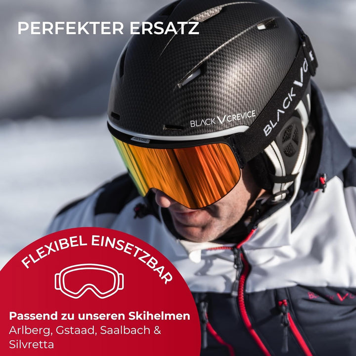 BLACK CREVICE Ersatzvisier mit Vollschutz I Skihelm-Ersatzvisier für Skihelm Arlberg &amp; Gstaad &amp; Saal