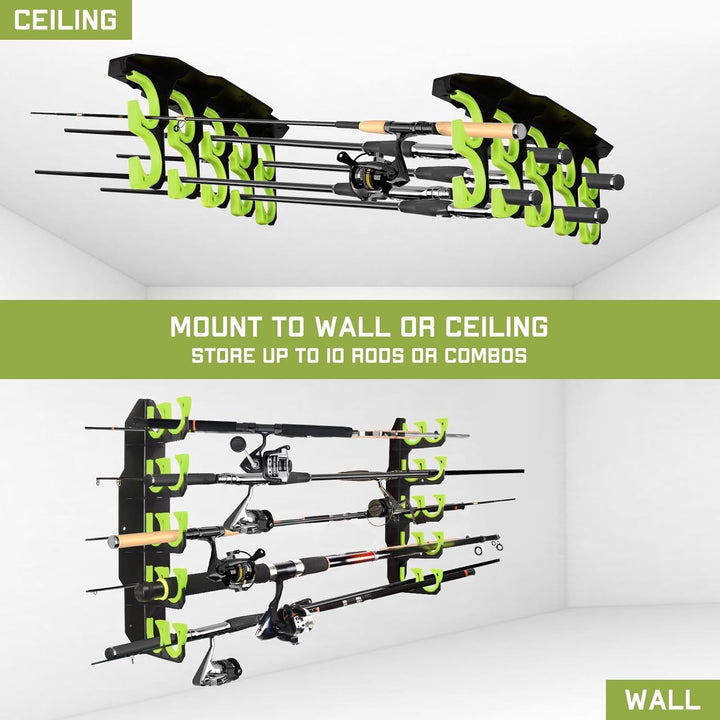 BOOSTEADY Fishing Rod Rack Angelrutenhalter Stangenhalter Angelrutenständer für die Garage, Wandhalt