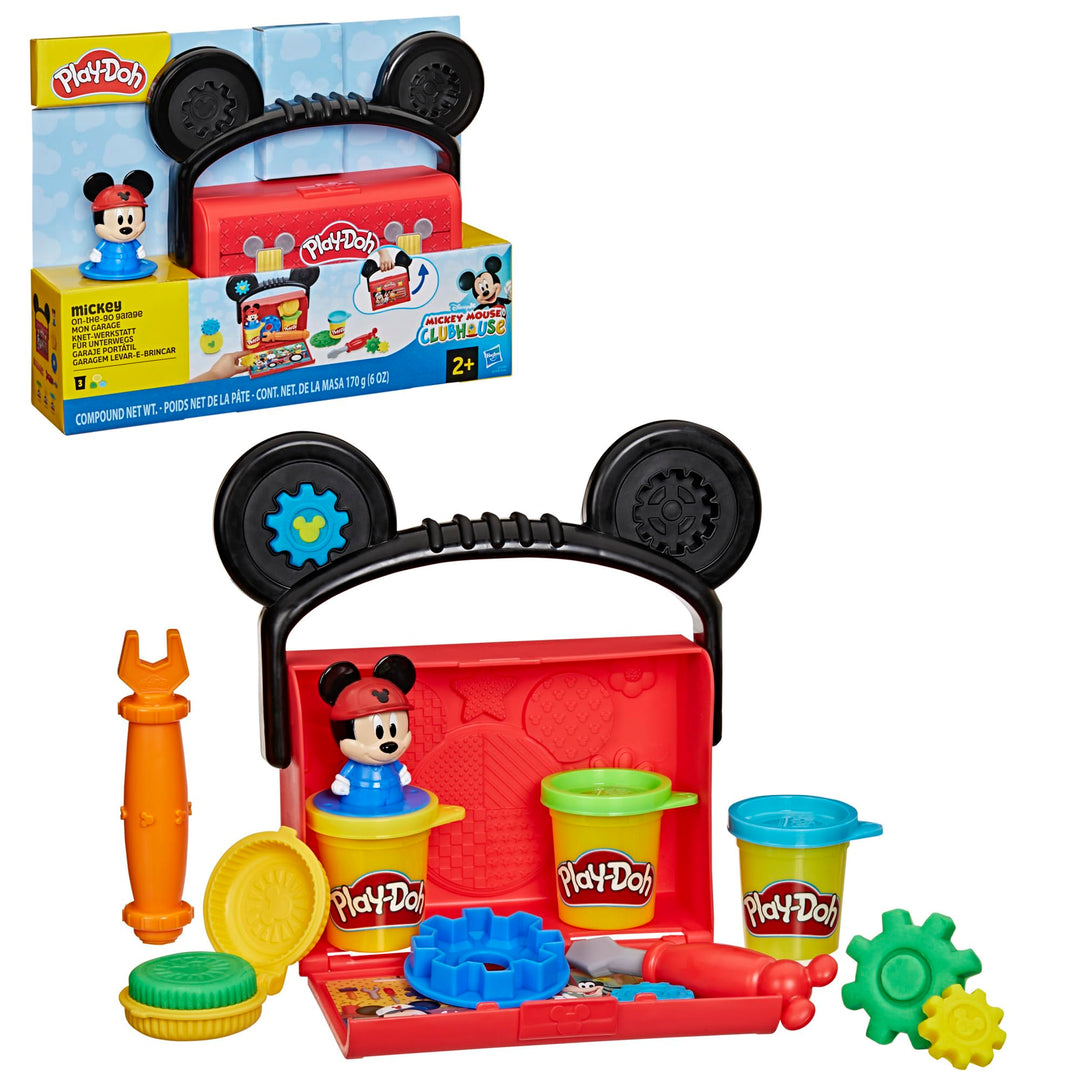Play-Doh Disney Junior Knet-Werkstatt für unterwegs Micky Maus Spielset, zum Kneten und Spielen für