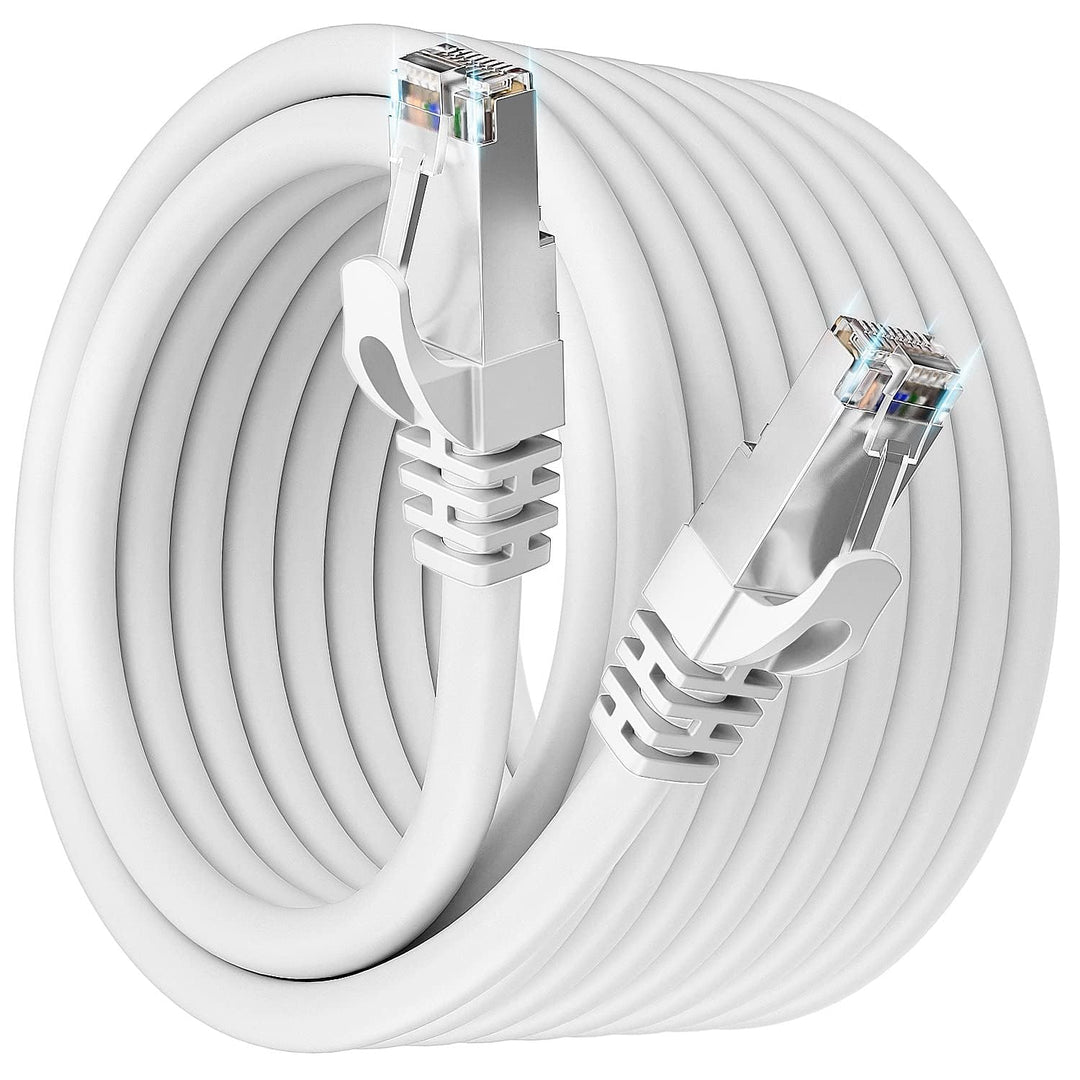 Soibke Lan Kabel 20meter, Cat 7 Weiss Netzwerkkabel 10Gbps 600MHz S/FTP Geschirmt Ethernet Kabel Hoc