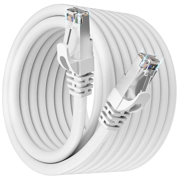 Soibke Lan Kabel 20meter, Cat 7 Weiss Netzwerkkabel 10Gbps 600MHz S/FTP Geschirmt Ethernet Kabel Hoc