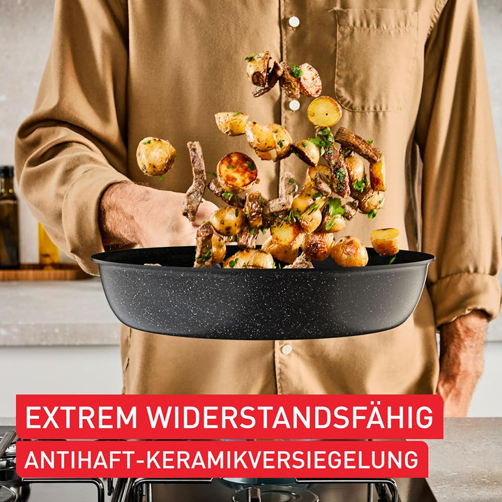 Tefal Explore On Keramik 3-tlg. Bratpfannen-Set 20/24/28 cm, leistungsstarke Antihaftkeramikversiege