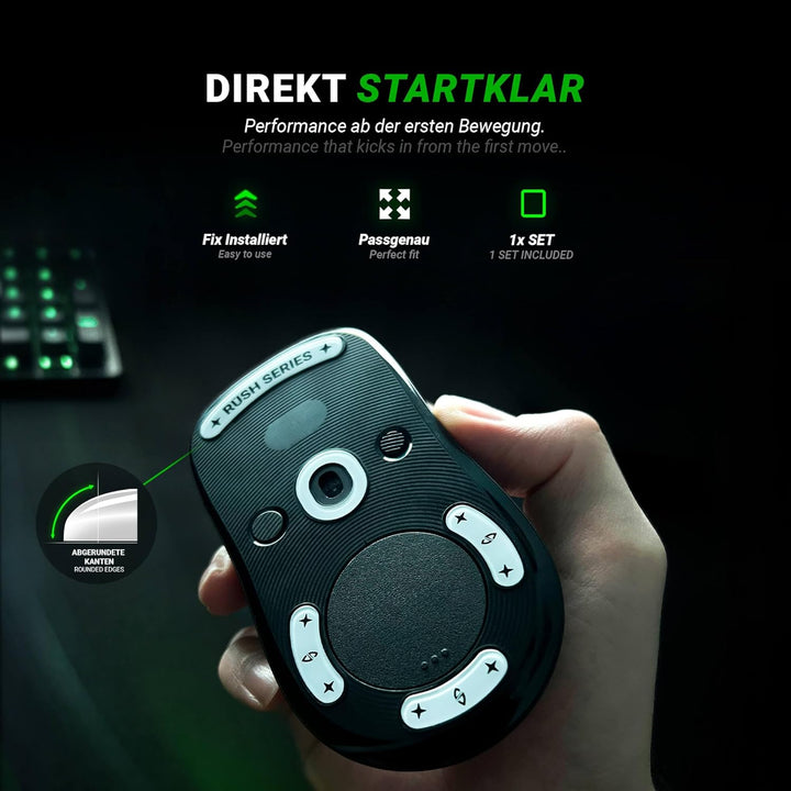 SensoryBoost Rush Glas Glides Set kompatibel mit Logitech G PRO X Superlight 2, G PRO X2 Superstrike