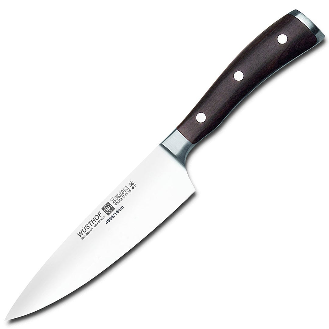 Wüsthof Kochmesser, Ikon (4996), 16 cm Klinge, geschmiedeter Doppelkropf, Edelstahl, Grenadill-Holzg
