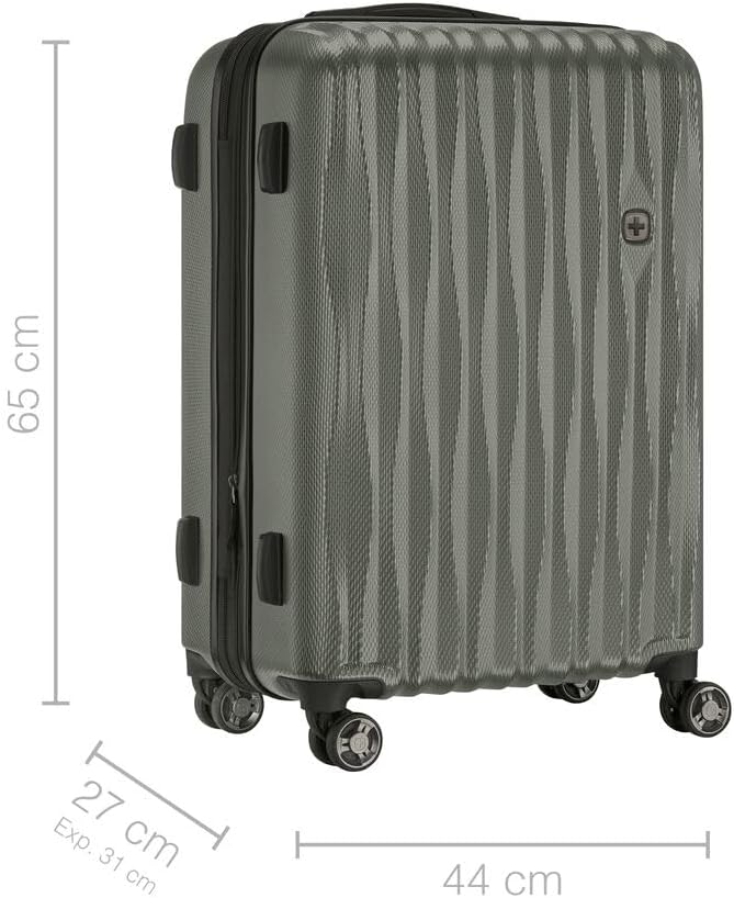 WENGER Energie M Hartschalenkoffer mit 4 Rollen, Trolley, M, 65 (75) l, Sicherheitsschloss, Damen He