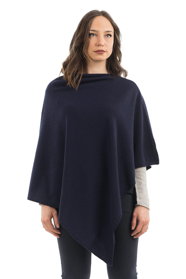 Dalle Piane Cashmere - Poncho aus Kaschmir-Gemisch - Made in Italy - Damen Einheitsgrösse Blau, Einh