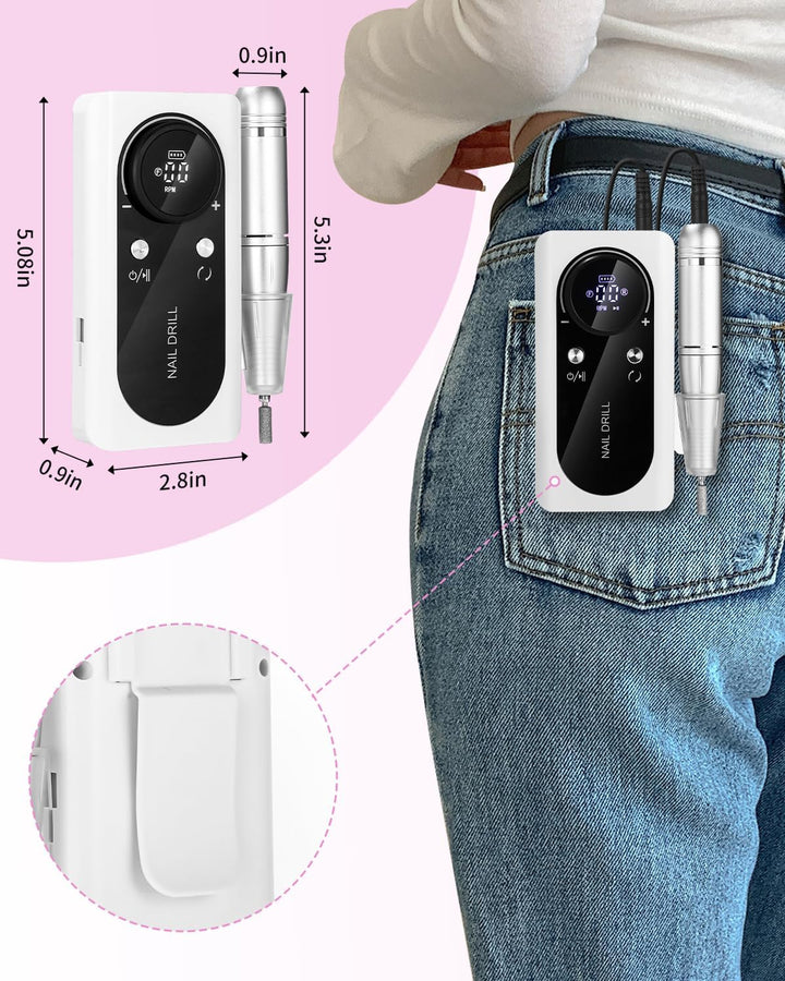 Nagelfräser,Elektrische Nagelfeile 45000 U/min,Fräser Nägel mit LED Display und Pause Funktion,USB A
