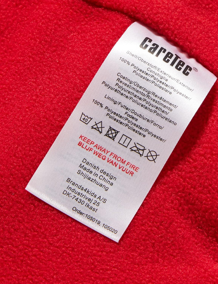 CareTec Unisex Kinder Rain Suit-Pu W. Fleece Regenmantel 80 Red (402), 80 Red (402)