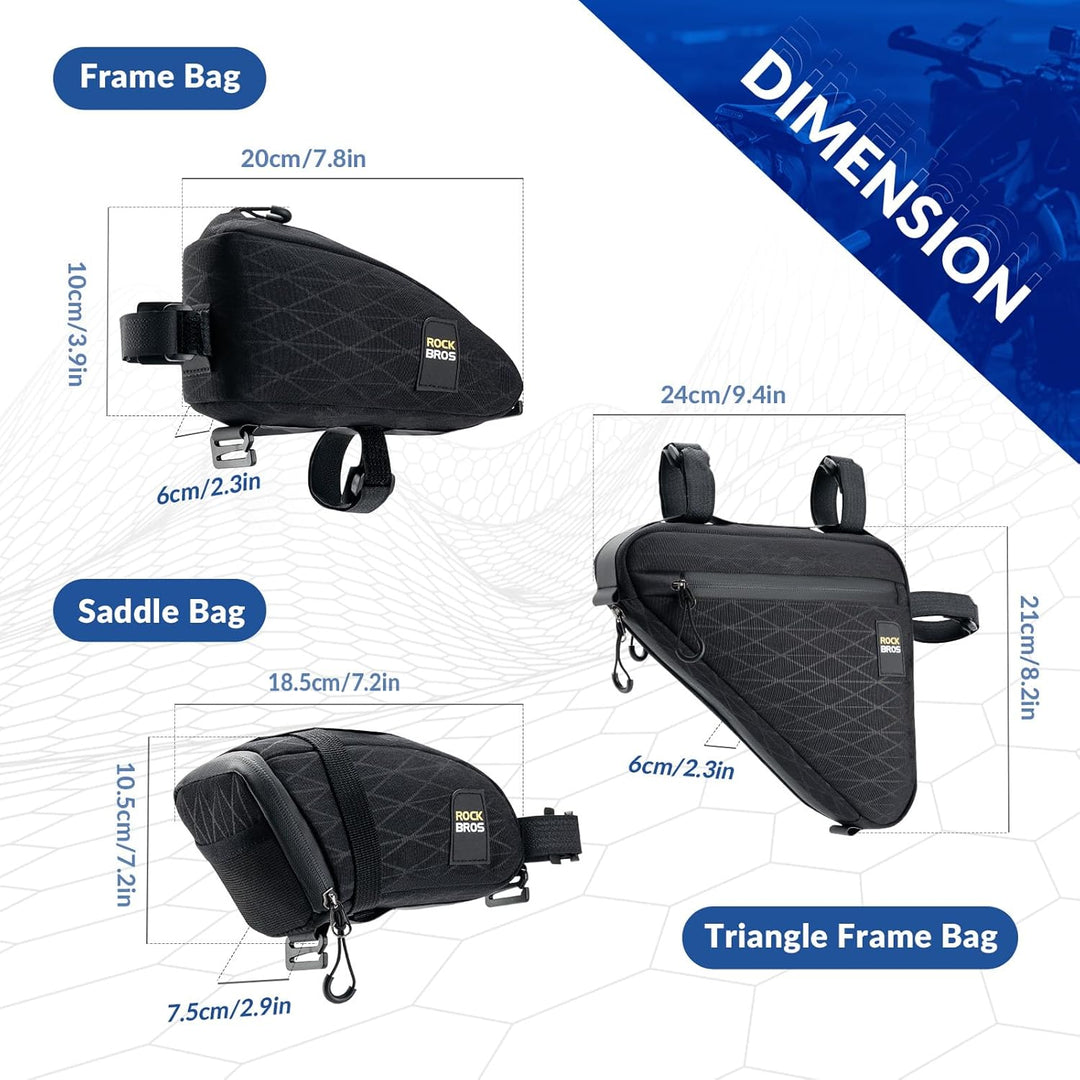 ROCKBROS Fahrradtasche Set Rahmentasche*2 + Satteltasche*1 Abnehmbare Tragbare ca. 1,2L 3 in 1 Umhän