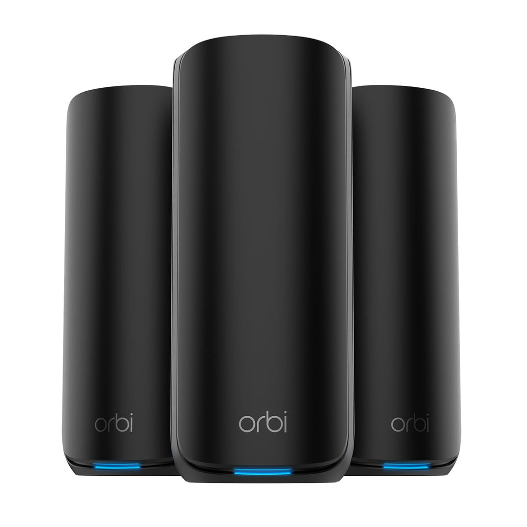 NETGEAR Orbi 870-Serie Tri-Band WiFi 7-Mesh-System (RBE873B) – Router + 2 Satelliten-Repeater, Siche