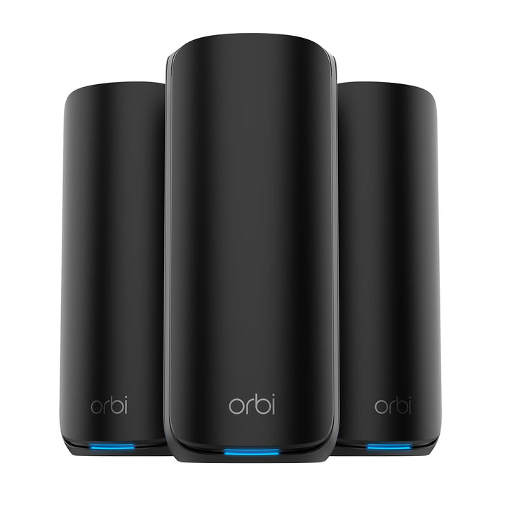 NETGEAR Orbi 870-Serie Tri-Band WiFi 7-Mesh-System (RBE873B) – Router + 2 Satelliten-Repeater, Siche