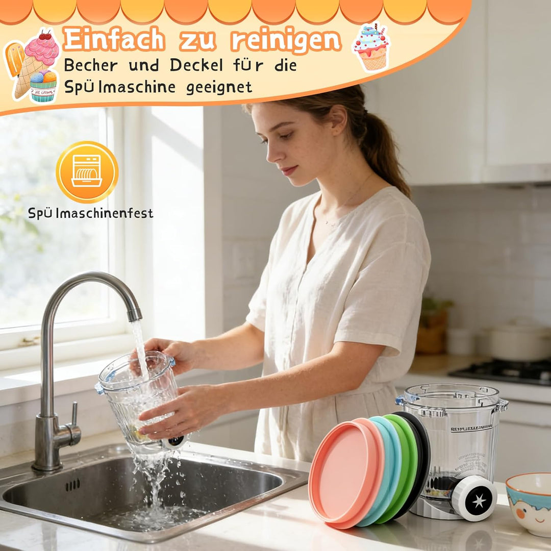 4er Creami Becher 480 ml für Ninja CREAMi Swirl NC700/NC701EU Serie | 4 Ersatzbecher mit Deckeln, 7