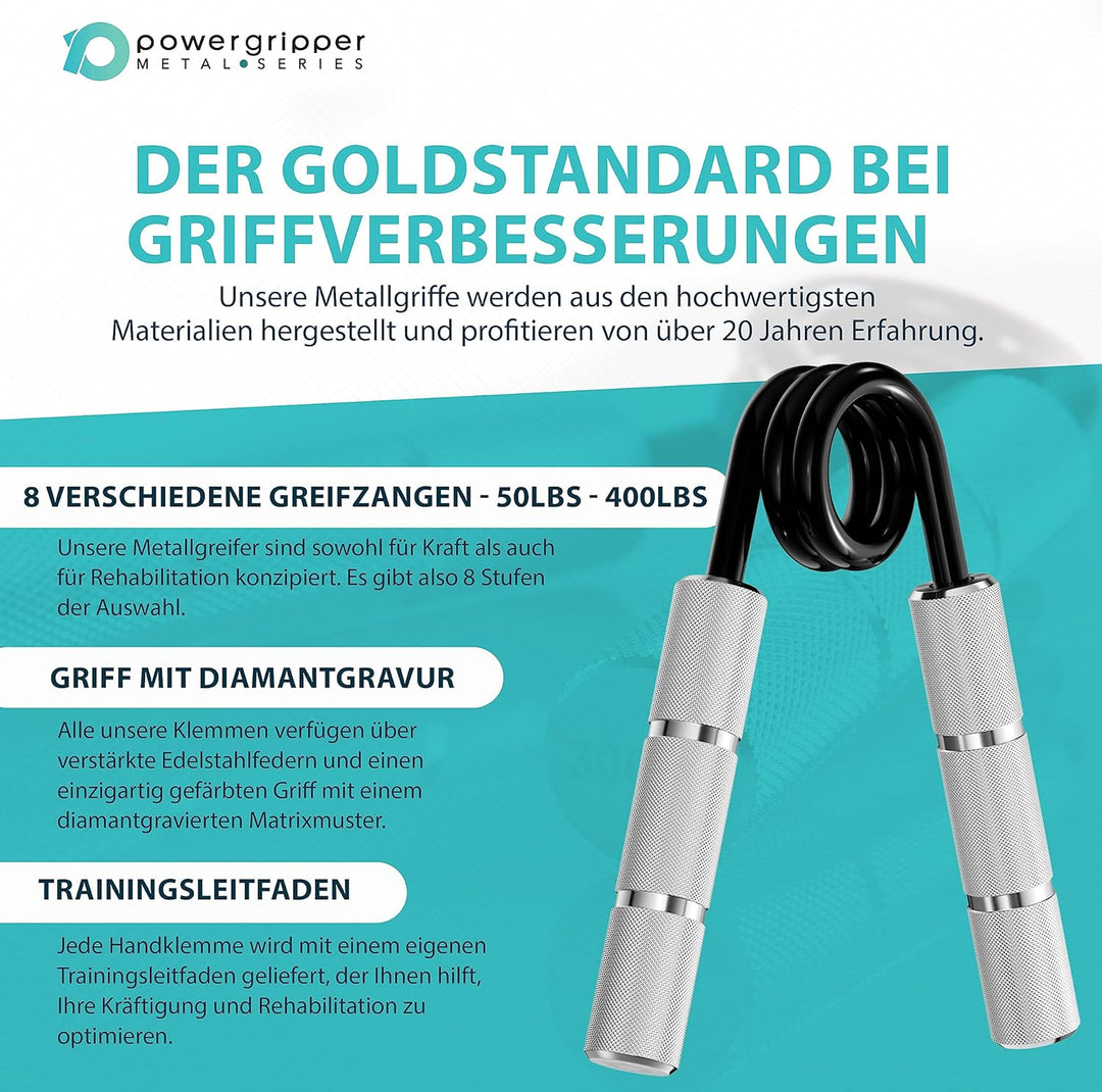 RPM Power PowerGripper Metall Handmuskeltrainer - (50lbs - 400lbs) für das Training von Griffen, Han