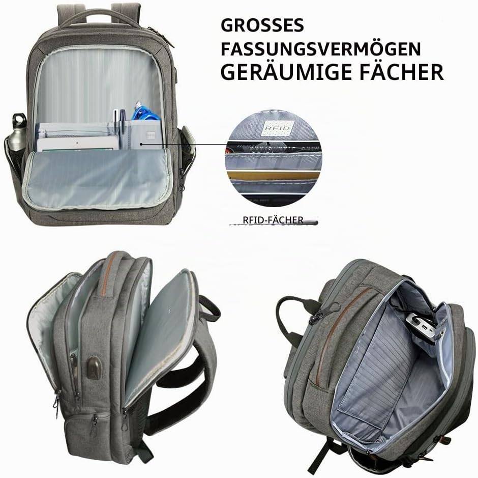 KROSER Laptop Rucksack Schulrucksack 17,3 Zoll Reiserucksack Handgepäck Tagesrucksack Wasserabweisen
