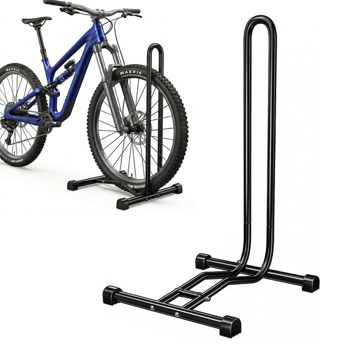 Relaxdays Fahrradständer Boden, Reifenbreite bis 2,5", Fahrrad Ausstellungsständer, Vorder- &amp; Hinter
