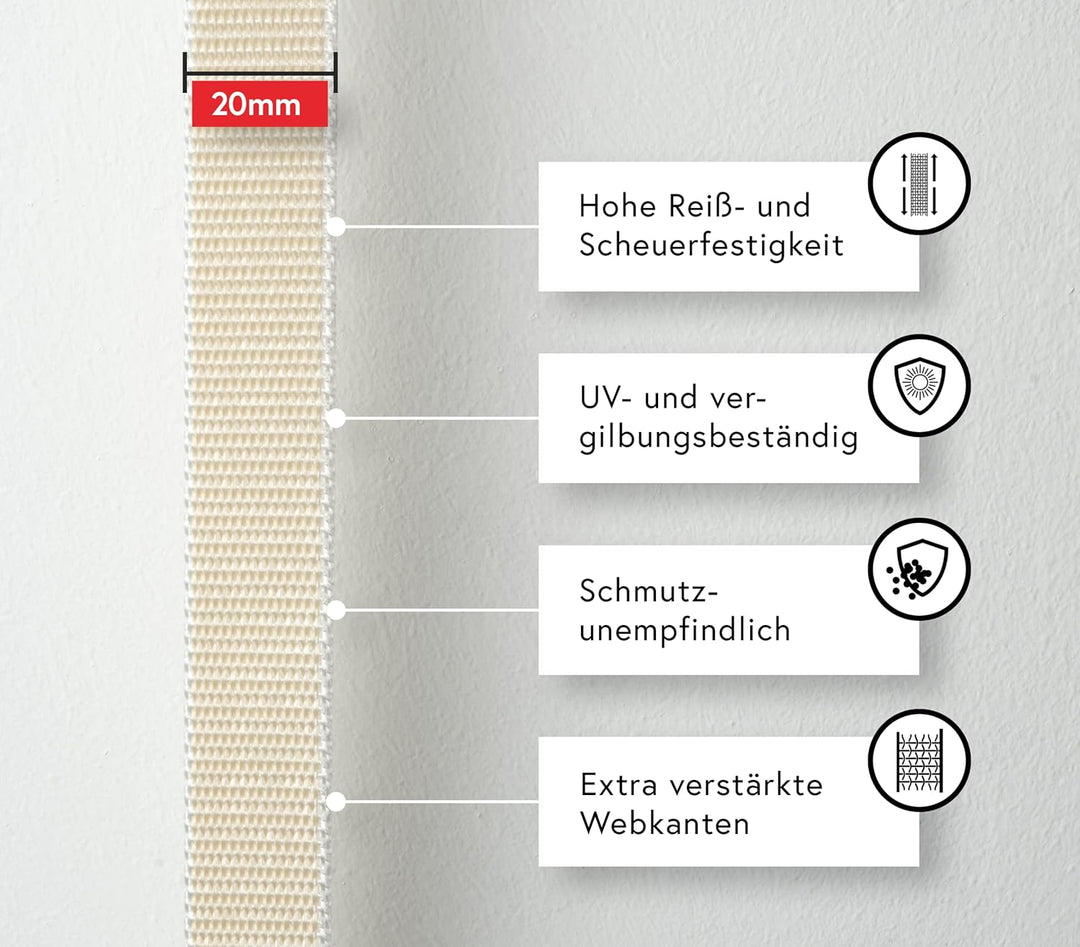 BAUHELD® 50m Rolladengurt 14mm 18mm 20mm 23mm [Made in Germany] Für Rolläden an Türen &amp; Fenster geei