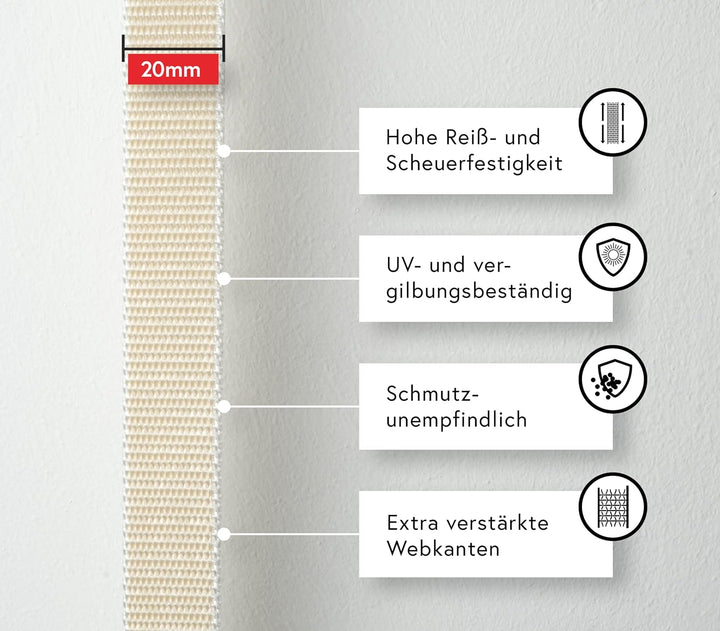 BAUHELD® 50m Rolladengurt 14mm 18mm 20mm 23mm [Made in Germany] Für Rolläden an Türen &amp; Fenster geei