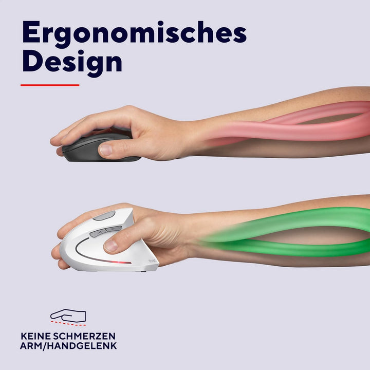 Trust Verto Kabellose Vertikale Maus, Wireless Ergonomische Maus, Vorbeugung Gegen Mausarm/Tennisarm