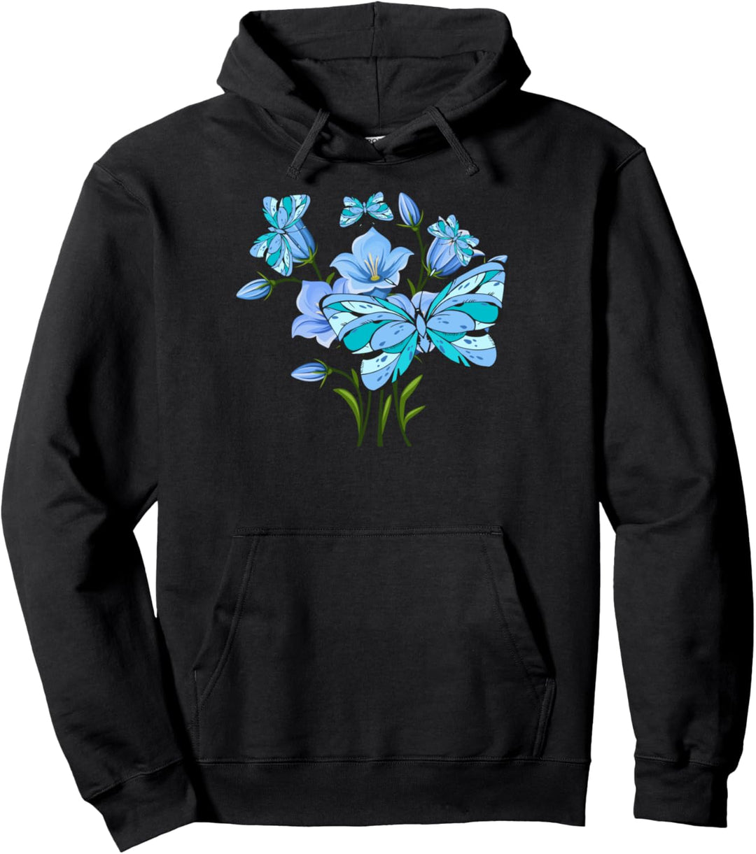 Blumen Blauer Schmetterling Pullover Hoodie