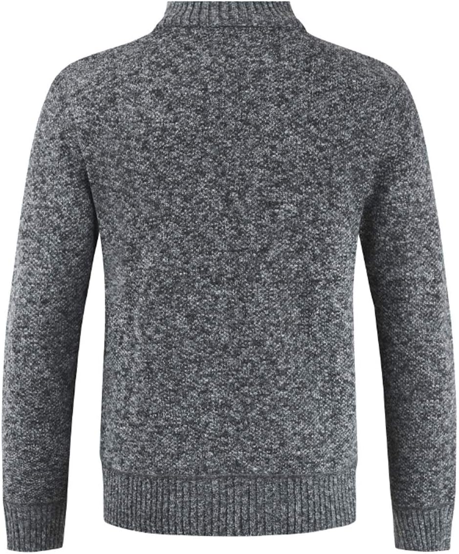 Herren Strickjacke Warm Fleece-gefüttert Wintermantel mit durchgehendem Reissverschluss M Dunkelgrau