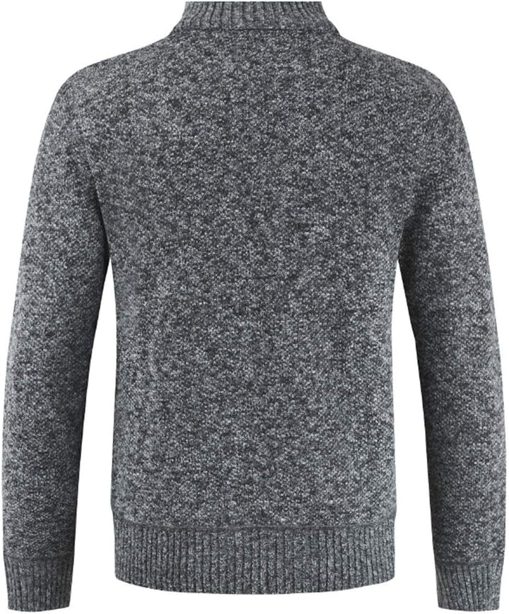 Sliktaa Herren Strickjacke Reissverschluss Cardigan Stehkragen Grobstrick Fleecejacke Warm Sweater J