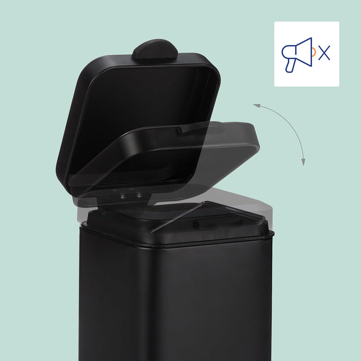 Relaxdays Kosmetikeimer Wandmontage, 3 l, Absenkautomatik, entnehmbarer Inneneimer, Bad Mülleimer, E