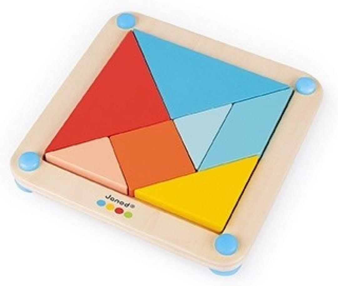 Janod - Essentiel - Das Tangram - Lernspiel aus Holz Babys und Kleinkinder - Farbe auf Wasserbasis -
