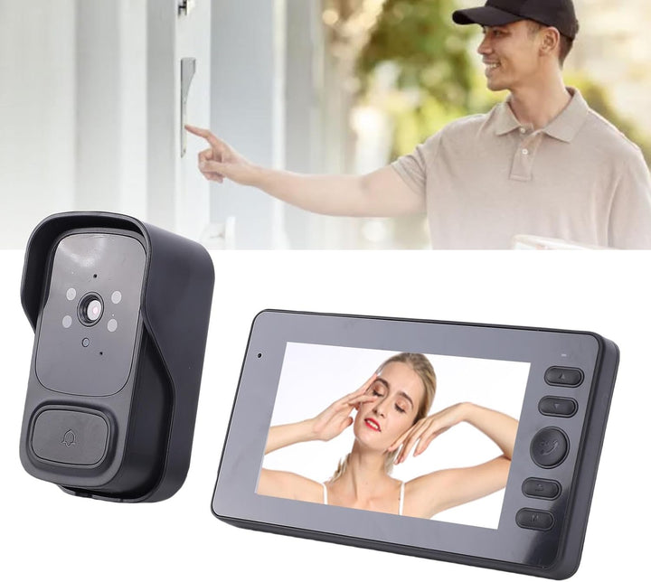 Video Türklingel, 2,4 GHz 4,3 Zoll IPS Bildschirm Kabellose Türklingel Kamera Zwei Wege Gespräch, Ei