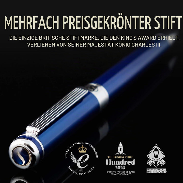 Scriveiner Kugelschreiber Midnight Blue - Hochwertiger Design Kugelschreiber in Mitternachtsblau mit