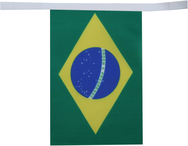 AZ FLAG FAHNENKETTE BRASILIEN 12 Meter mit 20 flaggen 45x30cm- BRASILIANISCHE Girlande Flaggenkette