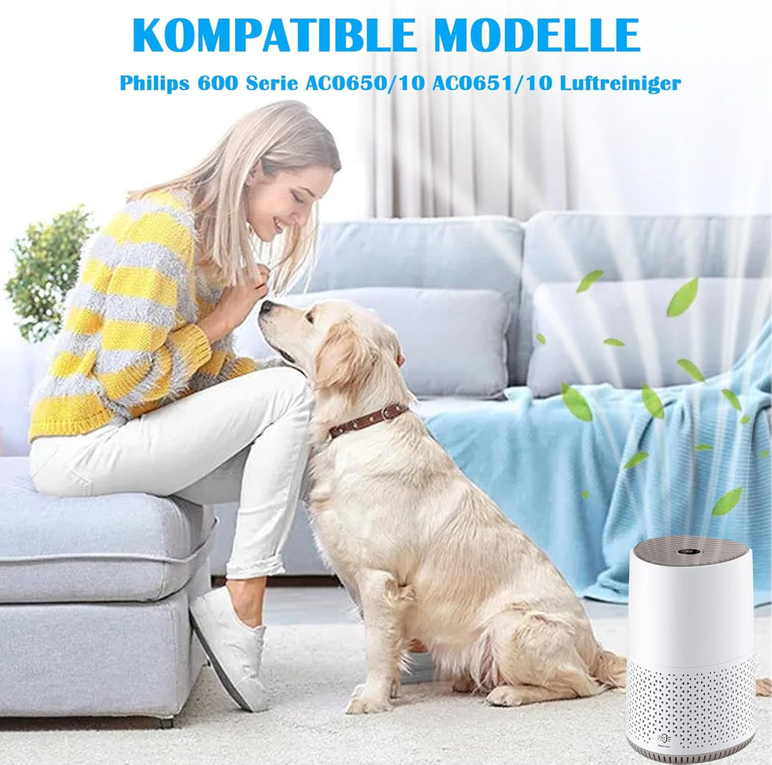 FY0611 Ersatzfilter für Philips 600 Serie AC0650/10 AC0651/10 Luftreiniger, 3-in-1, H13 True Hepa mi
