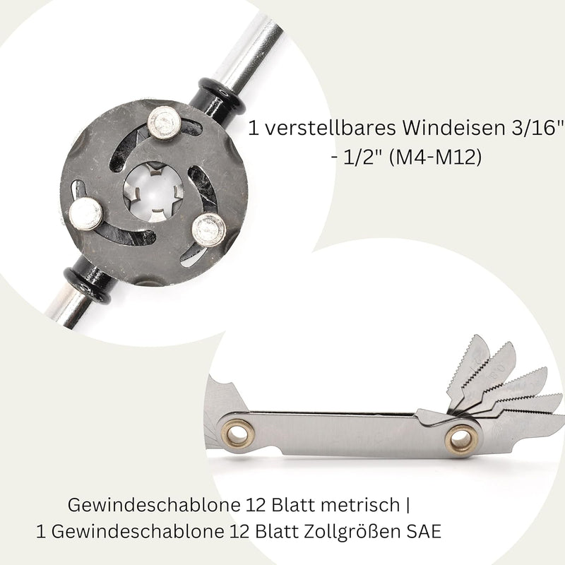 Gewindeschneider Set | 60 teilig | metrisch | Zoll | Komplettset | UNC-Grobgewinde | UNF-Feingewinde