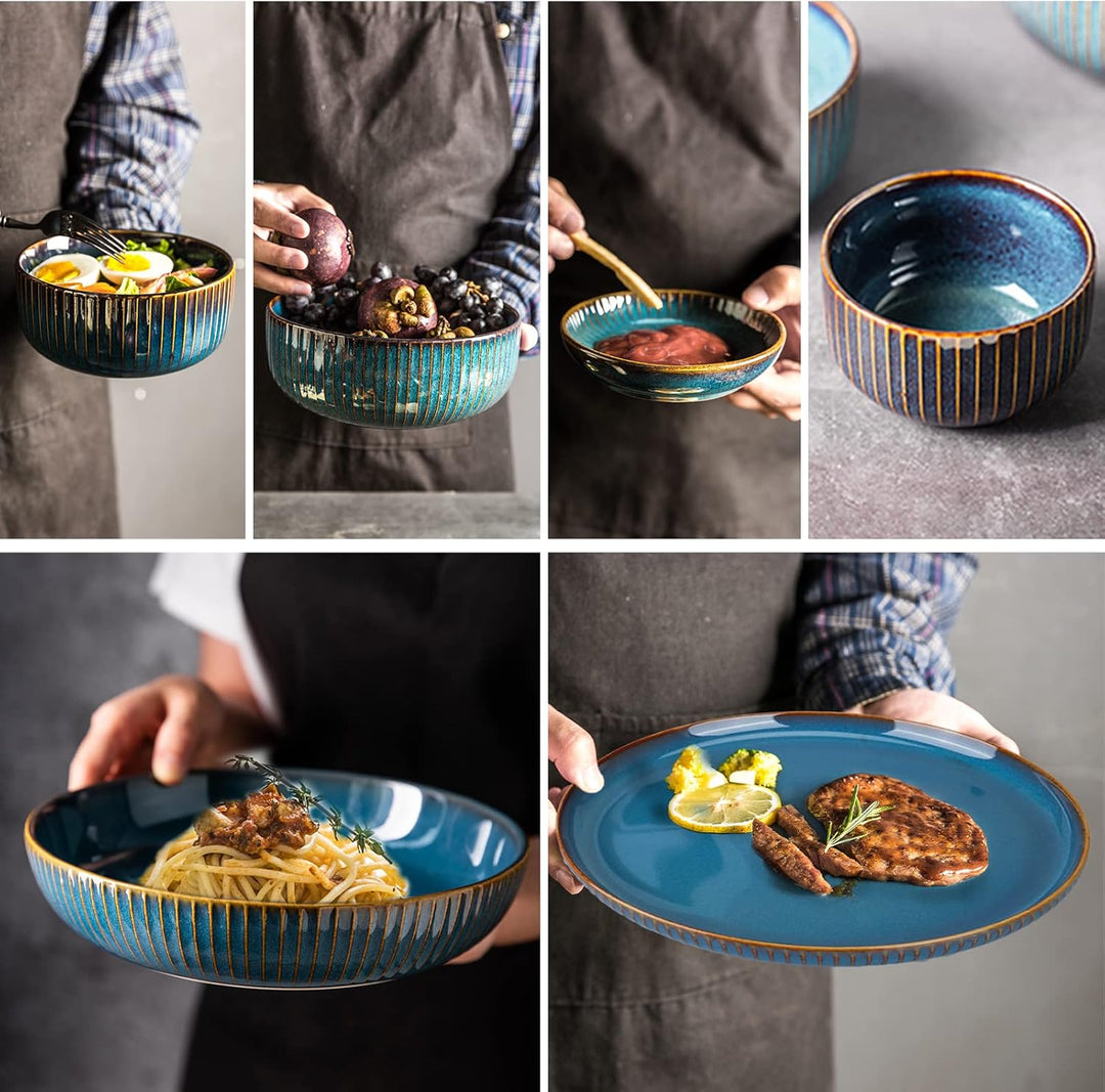 CSYY 2er Set Pastateller Keramik, Speiseteller oder Frühstücksteller runder Essteller aus hochwertig