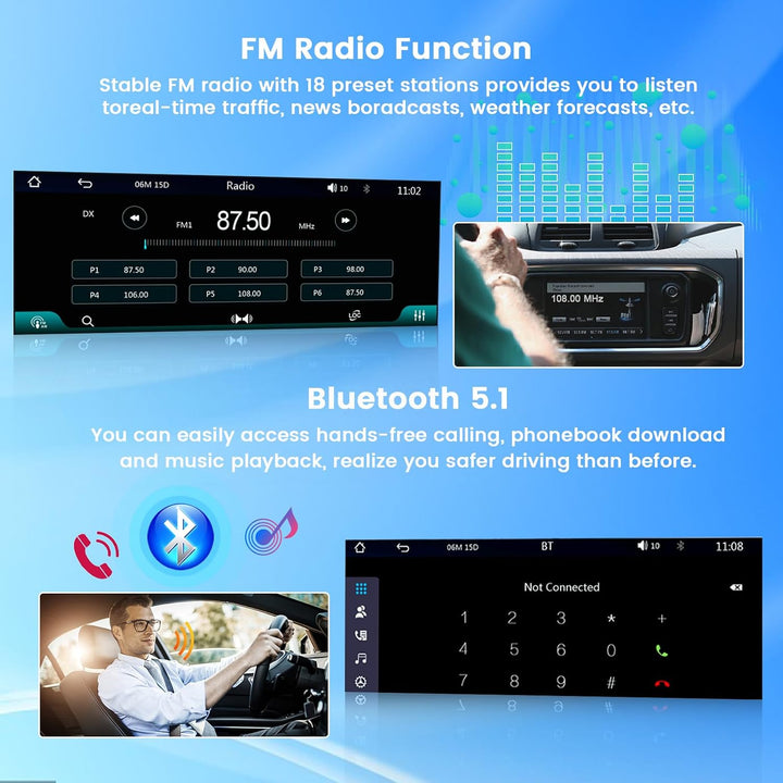 Hikity Autoradio 1 DIN mit Wireless Carplay Android Auto Mirror Link Auto Radio Touch Display mit 6,